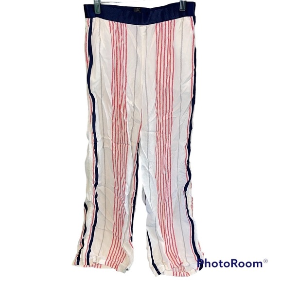Express Womens Red/White/Blue Striped Wide Leg Pants | Size XSmall - Picture 1 of 3